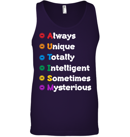 Always Unique Totally Intelligent Sometimes Mysterious Autism Awareness Shirt Canvas Unisex Ringspun Tank Team Purple 2XL