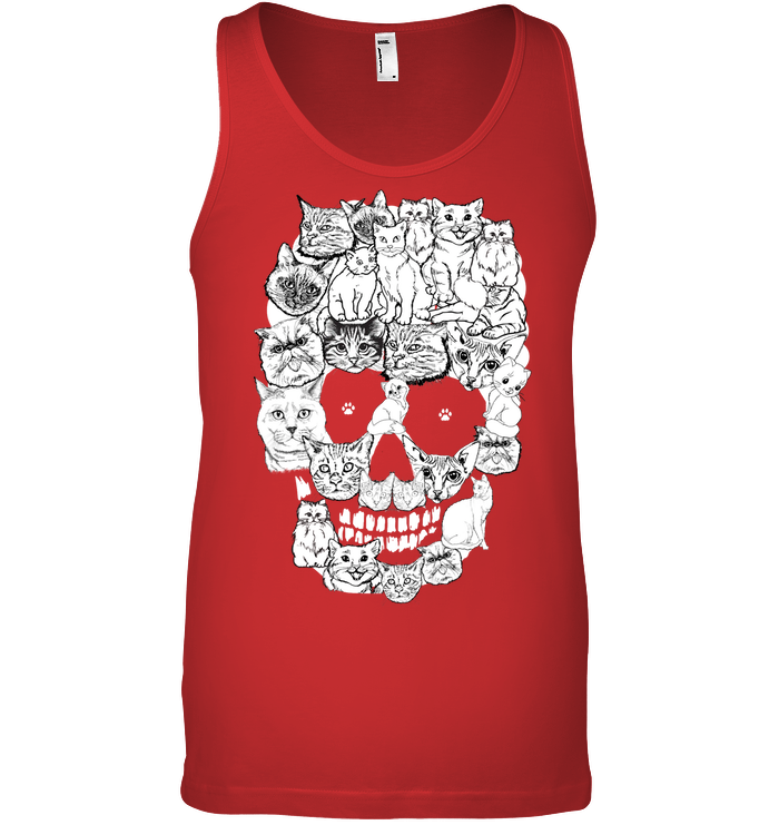 Cats Skull Kitten Shirt Canvas Unisex Ringspun Tank Red