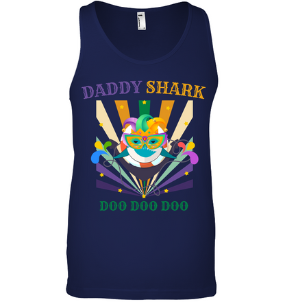 Daddy Shark Doo Doo Doo Happy Mardi Gars Family Shirt Canvas Unisex Ringspun Tank Navy