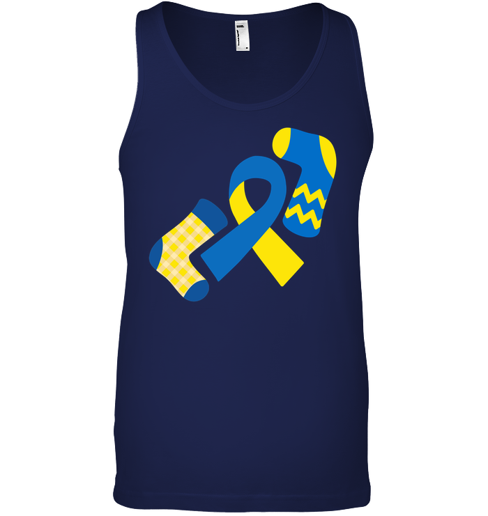 Down Syndrome Awareness Day Socks And Ribbons Shirt Canvas Unisex Ringspun Tank Navy