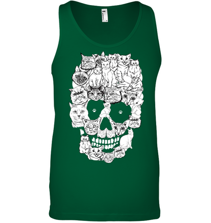 Cats Skull Kitten Shirt Canvas Unisex Ringspun Tank Kelly Green
