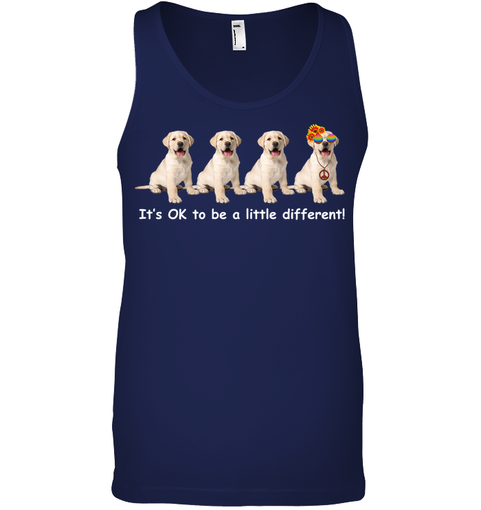 It's Okay Liitle Differents Dog Shirt Canvas Unisex Ringspun Tank Navy