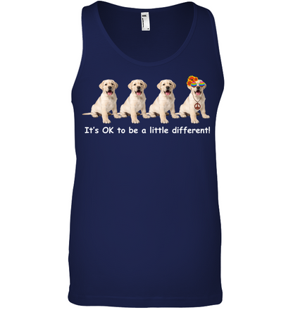 It's Okay Liitle Differents Dog Shirt Canvas Unisex Ringspun Tank Navy