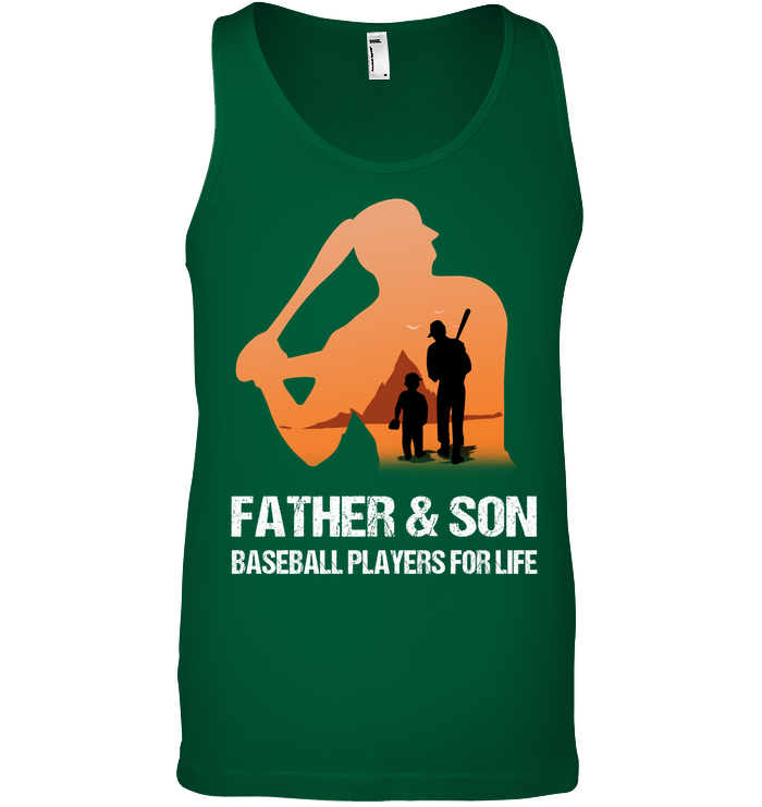 Father And Son Baseball Players For Life Family Shirt Canvas Unisex Ringspun Tank Kelly Green
