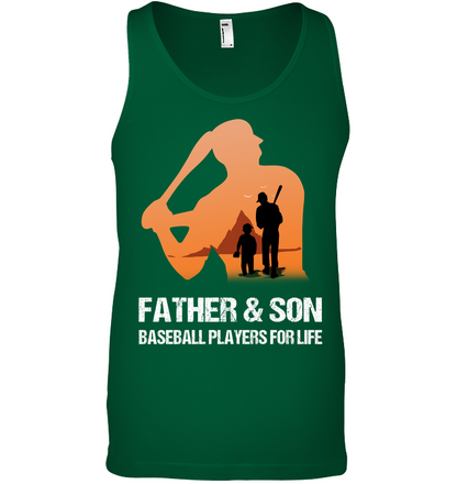 Father And Son Baseball Players For Life Family Shirt Canvas Unisex Ringspun Tank Kelly Green