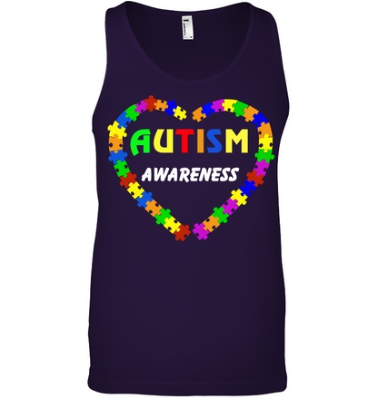 Autism Awareness Puzzle Heart Shirt Canvas Unisex Ringspun Tank Team Purple 2XL