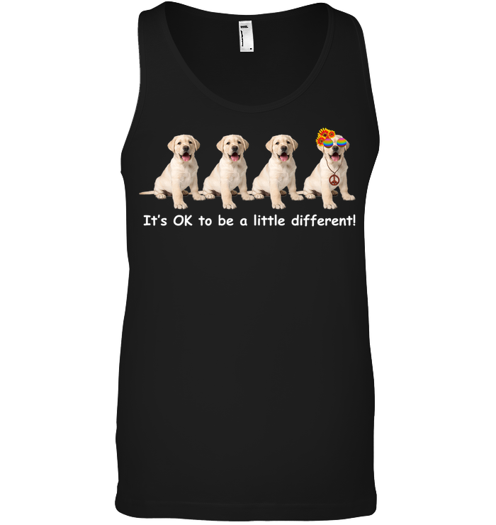 It's Okay Liitle Differents Dog Shirt Canvas Unisex Ringspun Tank Black