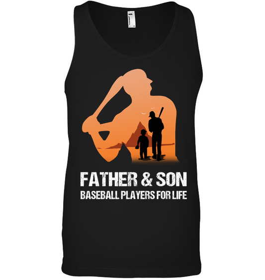 Father And Son Baseball Players For Life Family Shirt Canvas Unisex Ringspun Tank Black