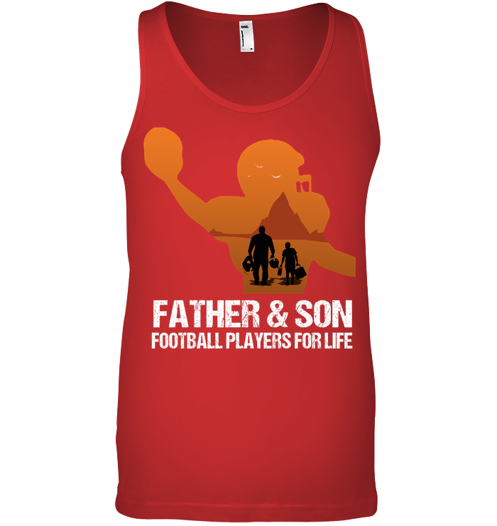 Father And Son Football Players For Life Family Shirt Canvas Unisex Ringspun Tank Red