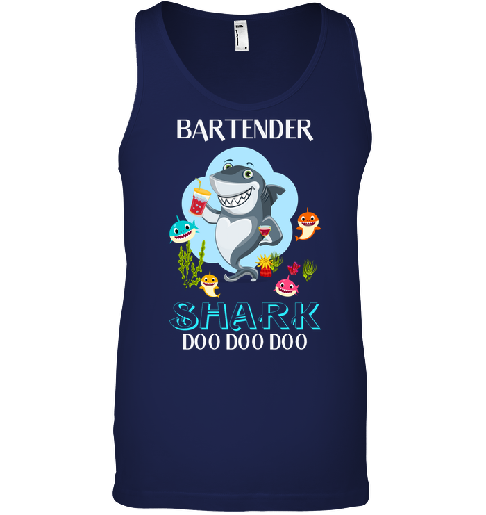 Bartender Shark Doo Doo Doo Shirt Canvas Unisex Ringspun Tank Navy