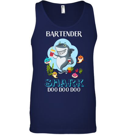 Bartender Shark Doo Doo Doo Shirt Canvas Unisex Ringspun Tank Navy