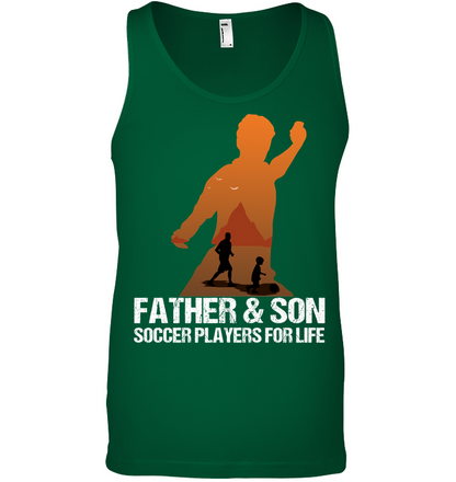 Father And Son Soccer Players For Life Family Shirt Canvas Unisex Ringspun Tank Kelly Green