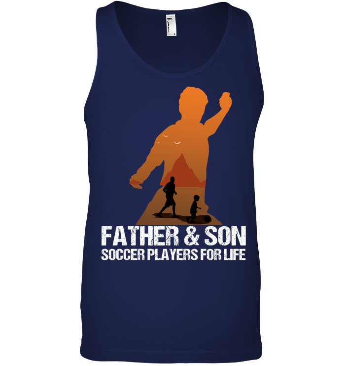 Father And Son Soccer Players For Life Family Shirt Canvas Unisex Ringspun Tank Navy