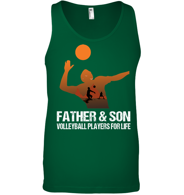 Father And Son Volleyball Players For Life Family Shirt Canvas Unisex Ringspun Tank Kelly Green