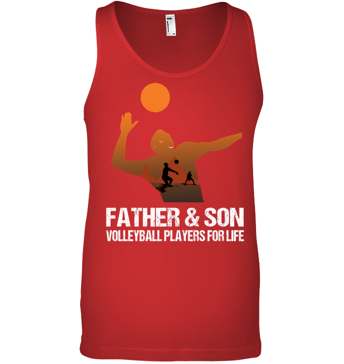 Father And Son Volleyball Players For Life Family Shirt Canvas Unisex Ringspun Tank Red