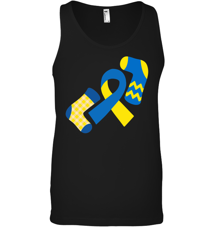 Down Syndrome Awareness Day Socks And Ribbons Shirt Canvas Unisex Ringspun Tank Black