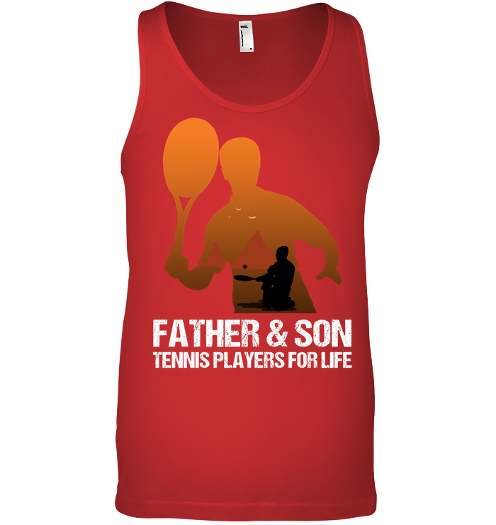 Father And Son Tennis Players For Life Family Shirt Canvas Unisex Ringspun Tank Red