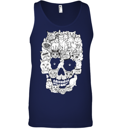 Cats Skull Kitten Shirt Canvas Unisex Ringspun Tank Navy