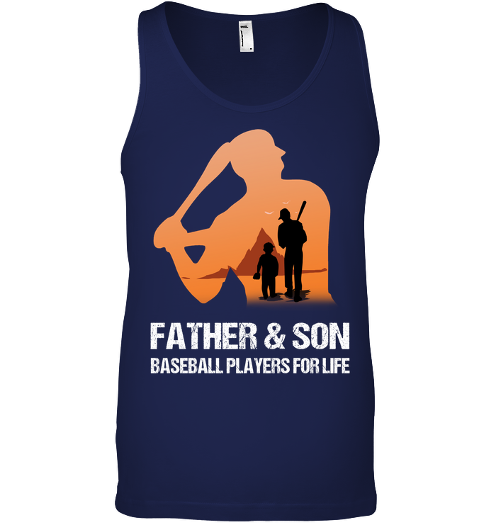 Father And Son Baseball Players For Life Family Shirt Canvas Unisex Ringspun Tank Navy
