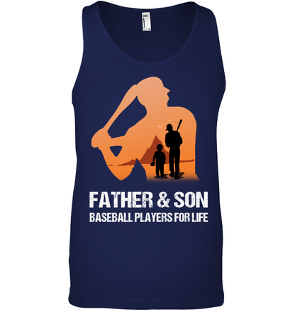 Father And Son Baseball Players For Life Family Shirt Canvas Unisex Ringspun Tank Navy