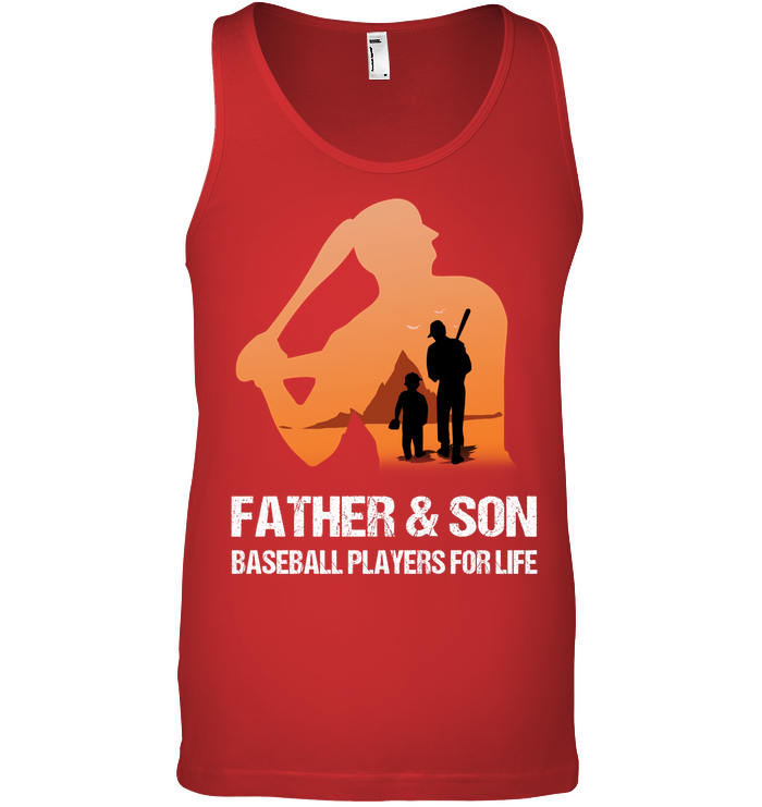 Father And Son Baseball Players For Life Family Shirt Canvas Unisex Ringspun Tank Red