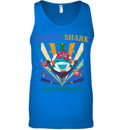 Auntie Shark Doo Doo Doo Happy Mardi Gars Family Shirt Canvas Unisex Ringspun Tank True Royal
