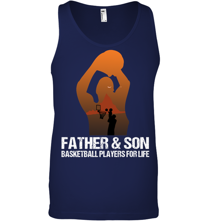 Father And Son Basketball Players For Life Family Shirt Canvas Unisex Ringspun Tank Navy