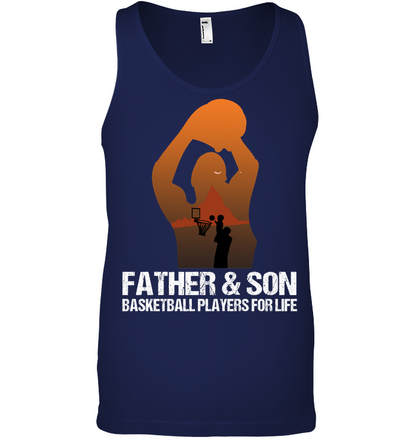 Father And Son Basketball Players For Life Family Shirt Canvas Unisex Ringspun Tank Navy