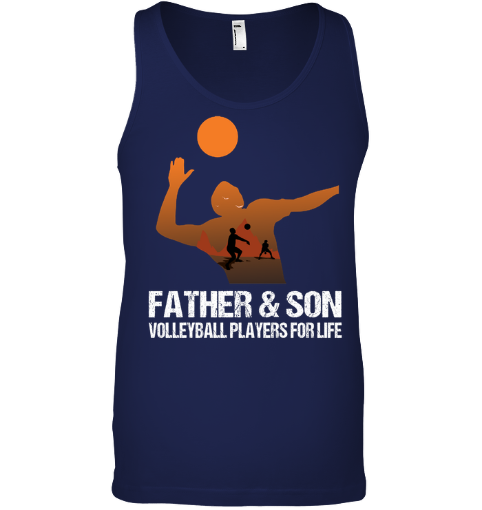 Father And Son Volleyball Players For Life Family Shirt Canvas Unisex Ringspun Tank Navy