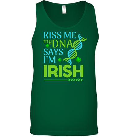 Kiss Me My Dna Say I'm Irish Saint Patricks Day Shirt Canvas Unisex Ringspun Tank Kelly Green