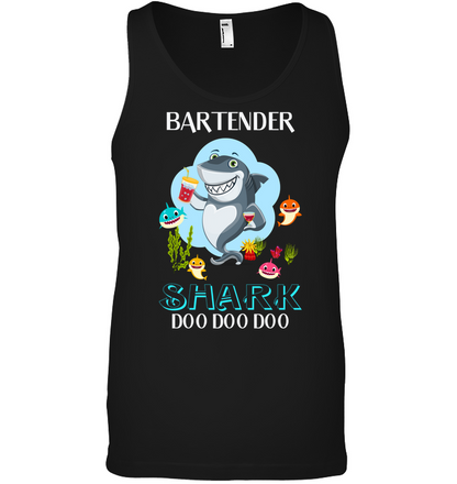Bartender Shark Doo Doo Doo Shirt Canvas Unisex Ringspun Tank Black