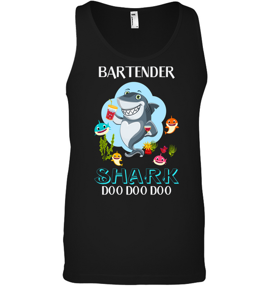 Bartender Shark Doo Doo Doo Shirt Canvas Unisex Ringspun Tank Black