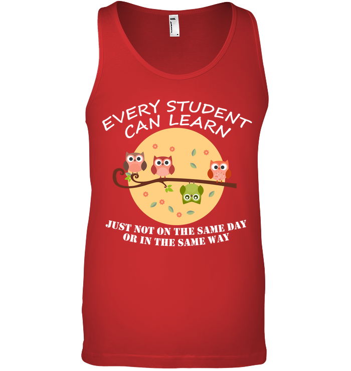Every Student Can Learn Just Not In The Same Day Or In The Same Way Canvas Unisex Ringspun Tank Red