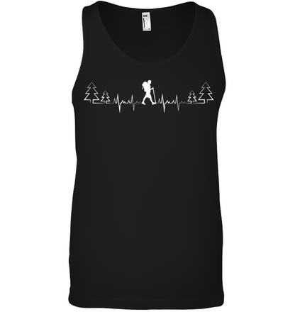 Heart Beat Hiking Lovers Shirt Canvas Unisex Ringspun Tank Black