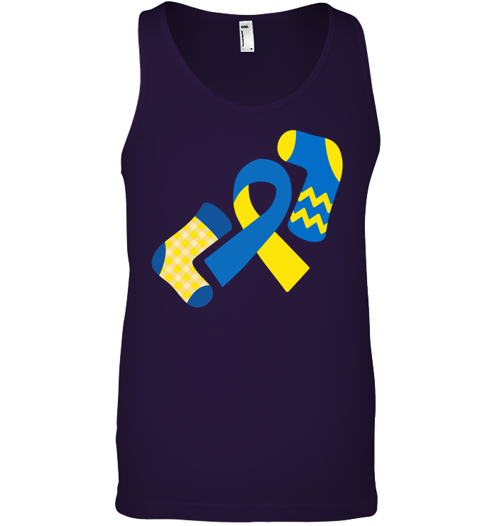 Down Syndrome Awareness Day Socks And Ribbons Shirt Canvas Unisex Ringspun Tank Team Purple 2XL