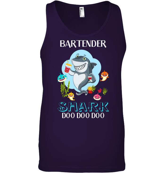 Bartender Shark Doo Doo Doo Shirt Canvas Unisex Ringspun Tank Team Purple 2XL