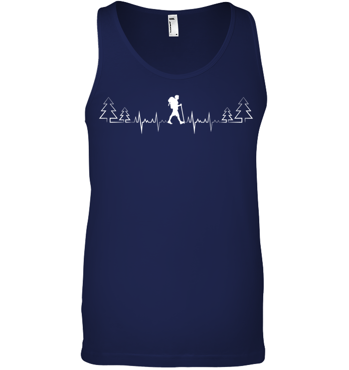 Heart Beat Hiking Lovers Shirt Canvas Unisex Ringspun Tank Navy