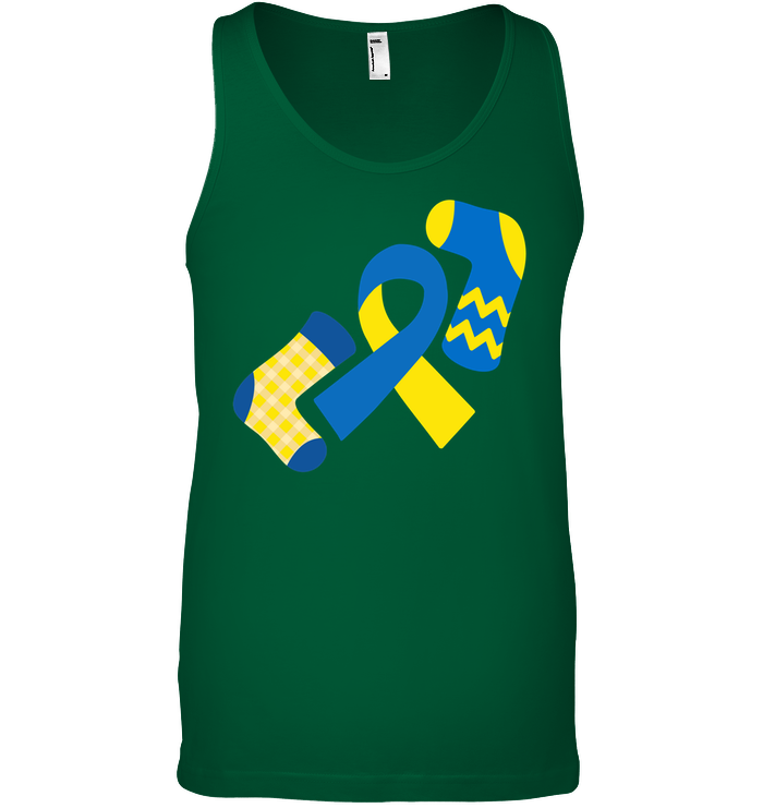 Down Syndrome Awareness Day Socks And Ribbons Shirt Canvas Unisex Ringspun Tank Kelly Green
