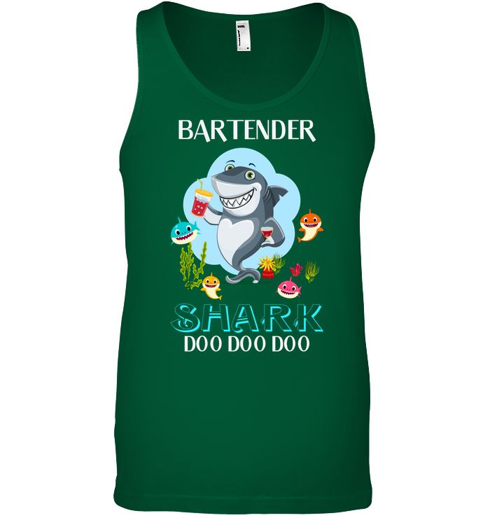Bartender Shark Doo Doo Doo Shirt Canvas Unisex Ringspun Tank Kelly Green