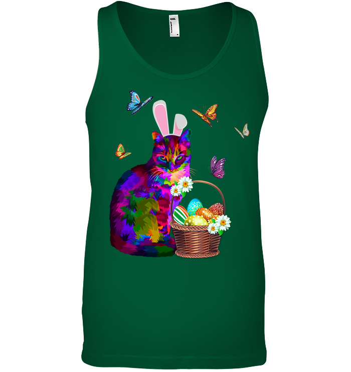 Cat Costume Bunnie Easter Day Shirt Canvas Unisex Ringspun Tank Kelly Green
