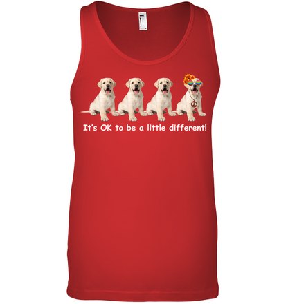 It's Okay Liitle Differents Dog Shirt Canvas Unisex Ringspun Tank Red