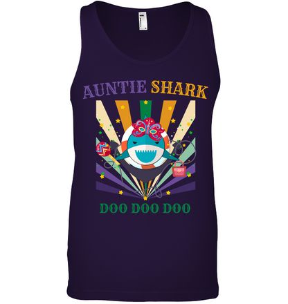 Auntie Shark Doo Doo Doo Happy Mardi Gars Family Shirt Canvas Unisex Ringspun Tank Team Purple 2XL