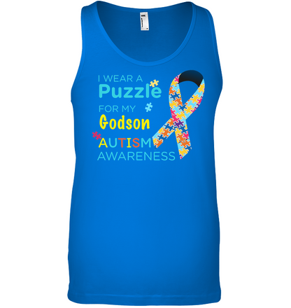 I Wear Puzzle For My Godson Autism Awareness Shirt Canvas Unisex Ringspun Tank True Royal
