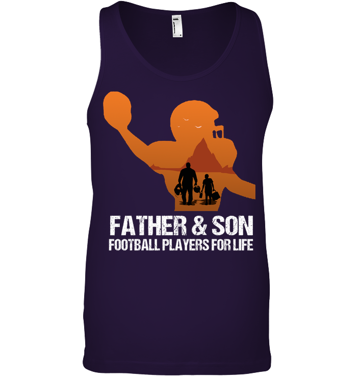 Father And Son Football Players For Life Family Shirt Canvas Unisex Ringspun Tank Team Purple 2XL