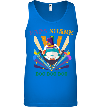 Papa Shark Doo Doo Doo Happy Mardi Gars Family Shirt Canvas Unisex Ringspun Tank True Royal