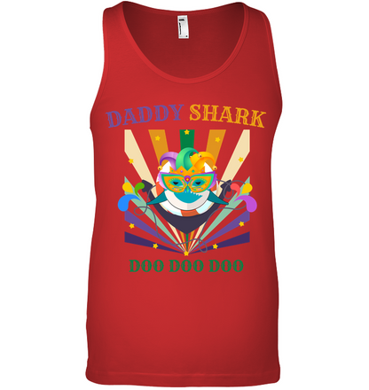 Daddy Shark Doo Doo Doo Happy Mardi Gars Family Shirt Canvas Unisex Ringspun Tank Red