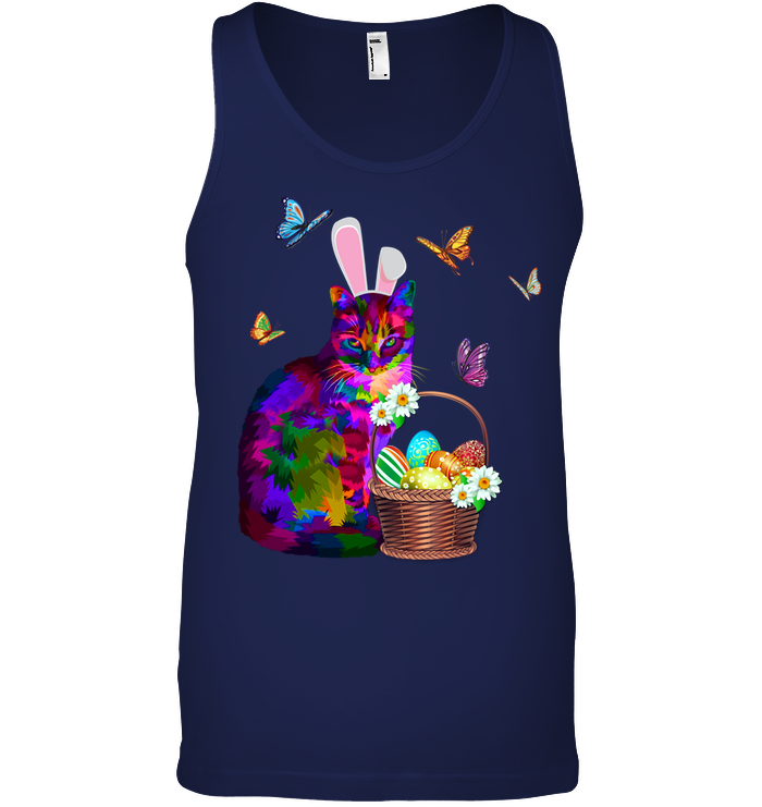 Cat Costume Bunnie Easter Day Shirt Canvas Unisex Ringspun Tank Navy
