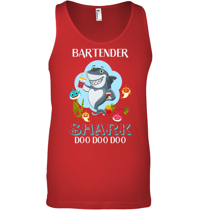 Bartender Shark Doo Doo Doo Shirt Canvas Unisex Ringspun Tank Red