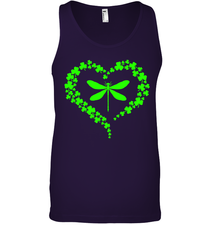 Dragonfly Clover Heart Irish Saint Patricks Day Shirt Canvas Unisex Ringspun Tank Team Purple 2XL