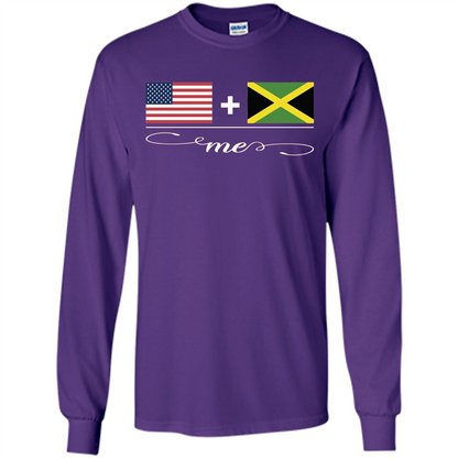 American + Jamaican = Me USA and Jamaica Flags T-shirt Purple